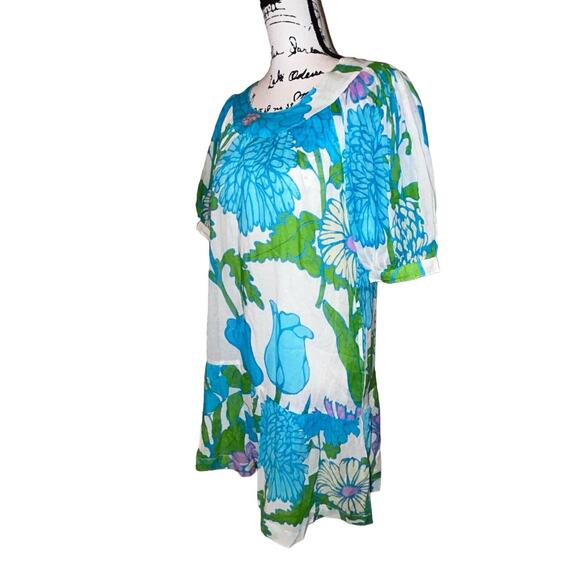 Olivia James The Label Anna Midi Dress Womens Medium Mod Floral Aqua Pockets - Picture 4 of 13